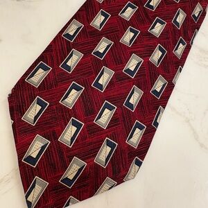 Ferrell Reed Silk Tie Burgundy Patterned Handmade USA Necktie